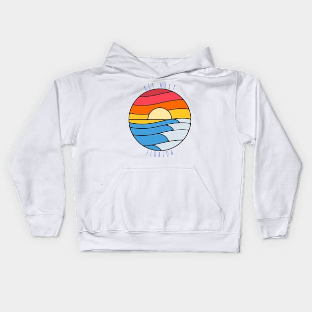 Key West Florida Vintage Beach Style Kids Hoodie by Hashtagified